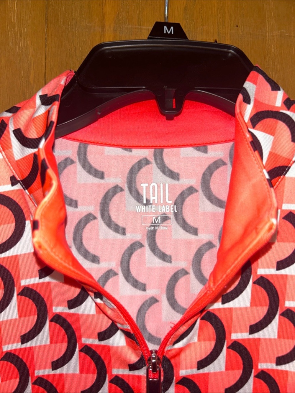 Tail White Label Pink and Red Geometric Zip-Up Collar Top - Picture 3 of 8